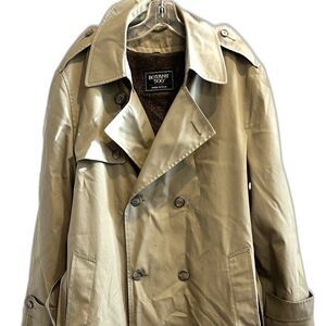 Vtg Trench Coat Removeable Faux Fur Liner Botany 500 Made in USA Borg Belted S/M